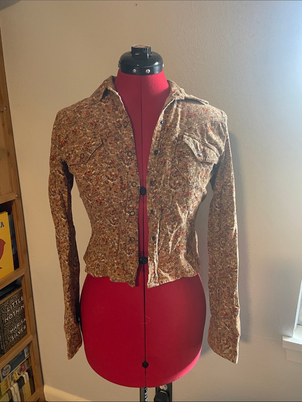 Vintage DKNY Brown Floral Button-Front Jean Jacket
